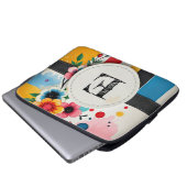 Farbenfrohe Blumen-Design Rahmen Chic Monogramm Laptopschutzhülle (Vorne Knopf)