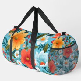 Farbenfrohe Blumen-Duffeltasche mit lebendigem Ora Duffle Bag