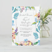 Farbenfrohe Blumen Elegantes Brautparty Einladung (Stehend Vorderseite)