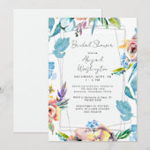 Farbenfrohe Blumen Elegantes Brautparty Einladung (Vorne/Hinten)