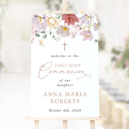 Farbenfrohe Blumen, Erste Heilige Kommunion Willko Poster