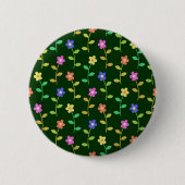 Farbenfrohe Blumen, Florales Muster, Grünpflanzen, Button (Vorderseite)