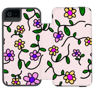 Farbenfrohe Blumen, Florales Muster, Grünpflanzen, Incipio Watson™ iPhone 5 Geldbörsen Hülle