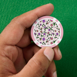 Farbenfrohe Blumen, florales Muster, Grünpflanzen, Pokerchips