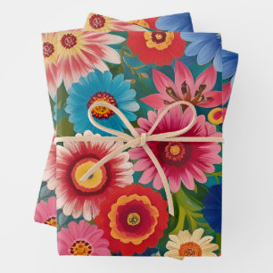 Farbenfrohe Blumen für jeden Anlass  Geschenkpapier Set
