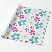 Farbenfrohe Blumen Geschenkpapier (Ungerollt)