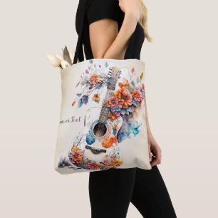 Farbenfrohe Blumen Gitarre Musik Instrument Elegan Tasche