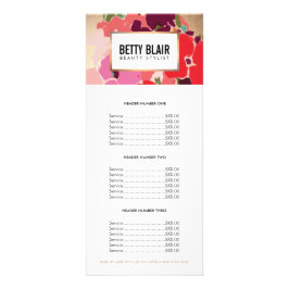 Farbenfrohe Blumen Gold Elegantes Salon Preisliste Werbekarte