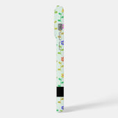 Farbenfrohe Blumen, hellgrüner Hintergrund, Schwar iPhone Hülle (Linke Seite)