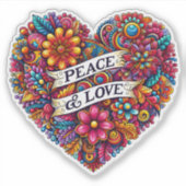 Farbenfrohe Blumen Herz für Frieden und Liebe Aufkleber (Vorderseite)