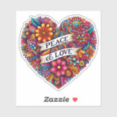 Farbenfrohe Blumen Herz für Frieden und Liebe Aufkleber (Blatt)