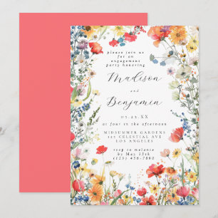 Farbenfrohe Blumen Hochzeitsparty Einladung