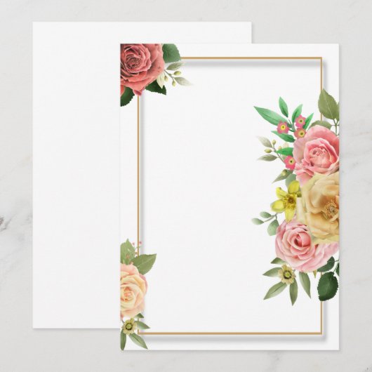 Farbenfrohe Blumen Hochzeitsvorlage Einladung (Vorne/Hinten)