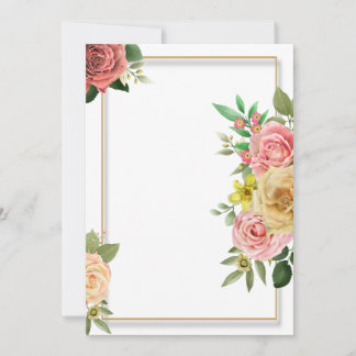 Farbenfrohe Blumen Hochzeitsvorlage Einladung