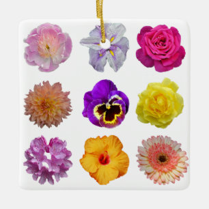 Farbenfrohe Blumen Keramikornament
