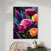 Farbenfrohe Blumen - lebendige Blumenlandschaft Leinwanddruck