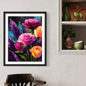 Farbenfrohe Blumen - lebendige Blumenlandschaft Leinwanddruck