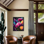 Farbenfrohe Blumen - lebendige Blumenlandschaft Leinwanddruck