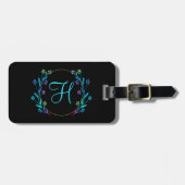 Farbenfrohe Blumen Mit Monogramm Eleganter Skriptn Gepäckanhänger (Vorderseite horizontal)