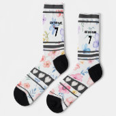 Farbenfrohe Blumen - Name Nummer Socken (Linkes Detail)