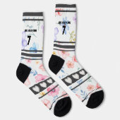 Farbenfrohe Blumen - Name Nummer Socken (Rechts)