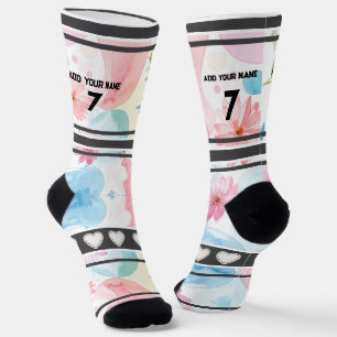 Farbenfrohe Blumen - Name Nummer Socken