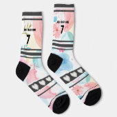 Farbenfrohe Blumen - Name Nummer Socken (Rechts)