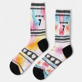 Farbenfrohe Blumen - Name Nummer Socken (Linkes Detail)
