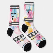 Farbenfrohe Blumen - Name Nummer Socken (Rechts)