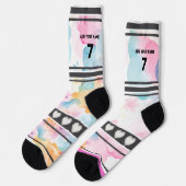 Farbenfrohe Blumen - Name Nummer Socken (Linkes Detail)
