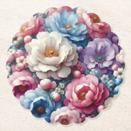 Farbenfrohe Blumen-Papierserviettenuntersetzer – M Untersetzer