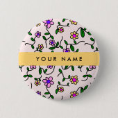 Farbenfrohe Blumen, rosa Hintergrund, gelb Button (Vorderseite)