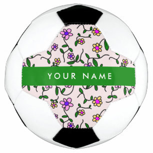 Farbenfrohe Blumen, rosa Hintergrund, Grün Fußball