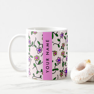Farbenfrohe Blumen, rosa Hintergrund, Rosa Kaffeetasse
