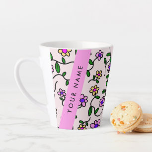 Farbenfrohe Blumen, rosa Hintergrund, Rosa Milchtasse