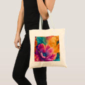 Farbenfrohe Blumen-Tasche Tragetasche (Vorderseite (Produkt))