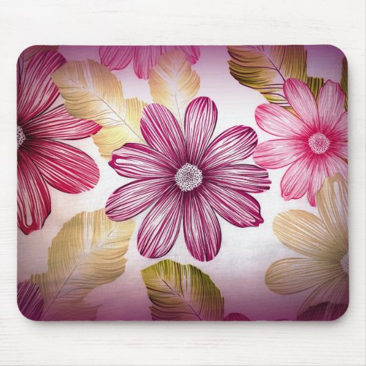 Farbenfrohe Blumen und Blätter Mousepad (Vorne)