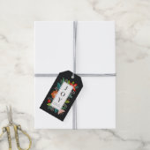 Farbenfrohe Blumen und Kiefernrahmen Urlaub Geschenkanhänger (Mit Garn)