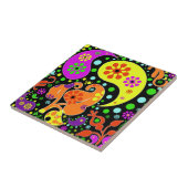 Farbenfrohe Blumen und paisley Muster Retro Trivet Fliese (Seite)