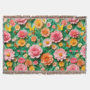 Farbenfrohe Blumen und Schmetterlinge für gemütlic Decke