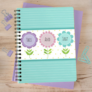 Farbenfrohe Blumen und Streifen Notizblock