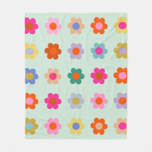 Farbenfrohe Blumen Vintage Floral Fleecedecke
