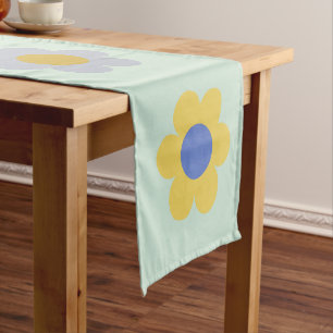 Farbenfrohe Blumen Vintage Floral Kurzer Tischläufer