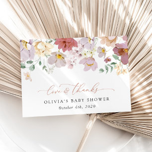 Farbenfrohe Blumen, Wildblumen, Boho, Babyparty Dankeskarte