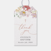 Farbenfrohe Blumen, Wildblumen, Boho, Taufe Geschenkanhänger (Vorderseite)