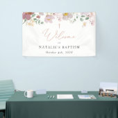 Farbenfrohe Blumen, Wildblumen, Taufe Willkommen Banner (Messeveranstaltung)