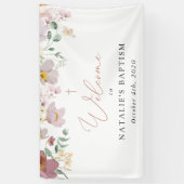 Farbenfrohe Blumen, Wildblumen, Taufe Willkommen Banner (Vertikal)