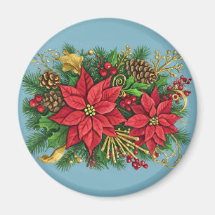 Farbenfrohe Blumenanordnung für Weihnachten Magnet