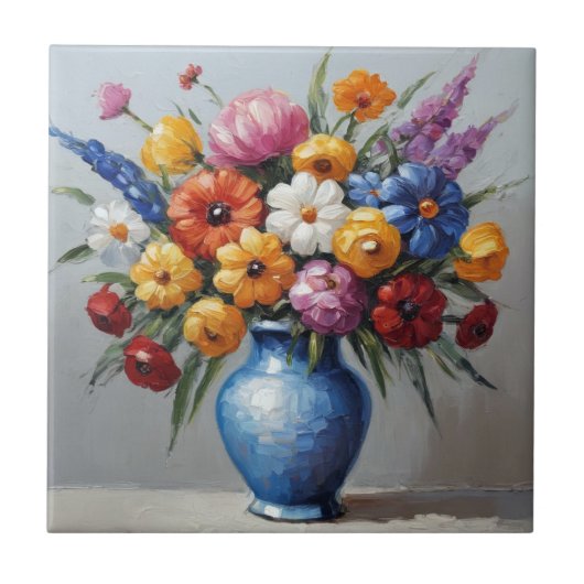 Farbenfrohe Blumenarrangements Fliese (Vorderseite)
