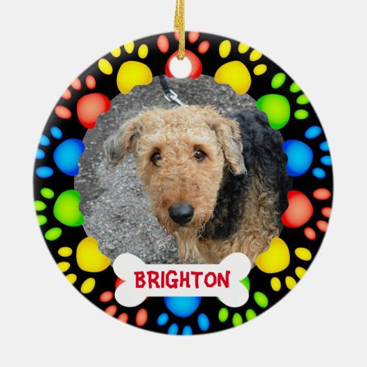 Farbenfrohe Blumenbaumschmuck Keramik Ornament (Hinten)